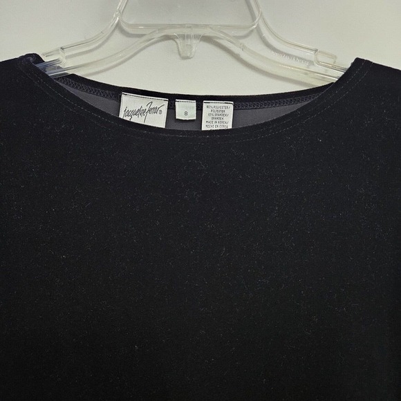 Jacqueline Ferrari Black Velvet Dress Size 8 Stretch Holiday Cocktail Elegant - Picture 3 of 6